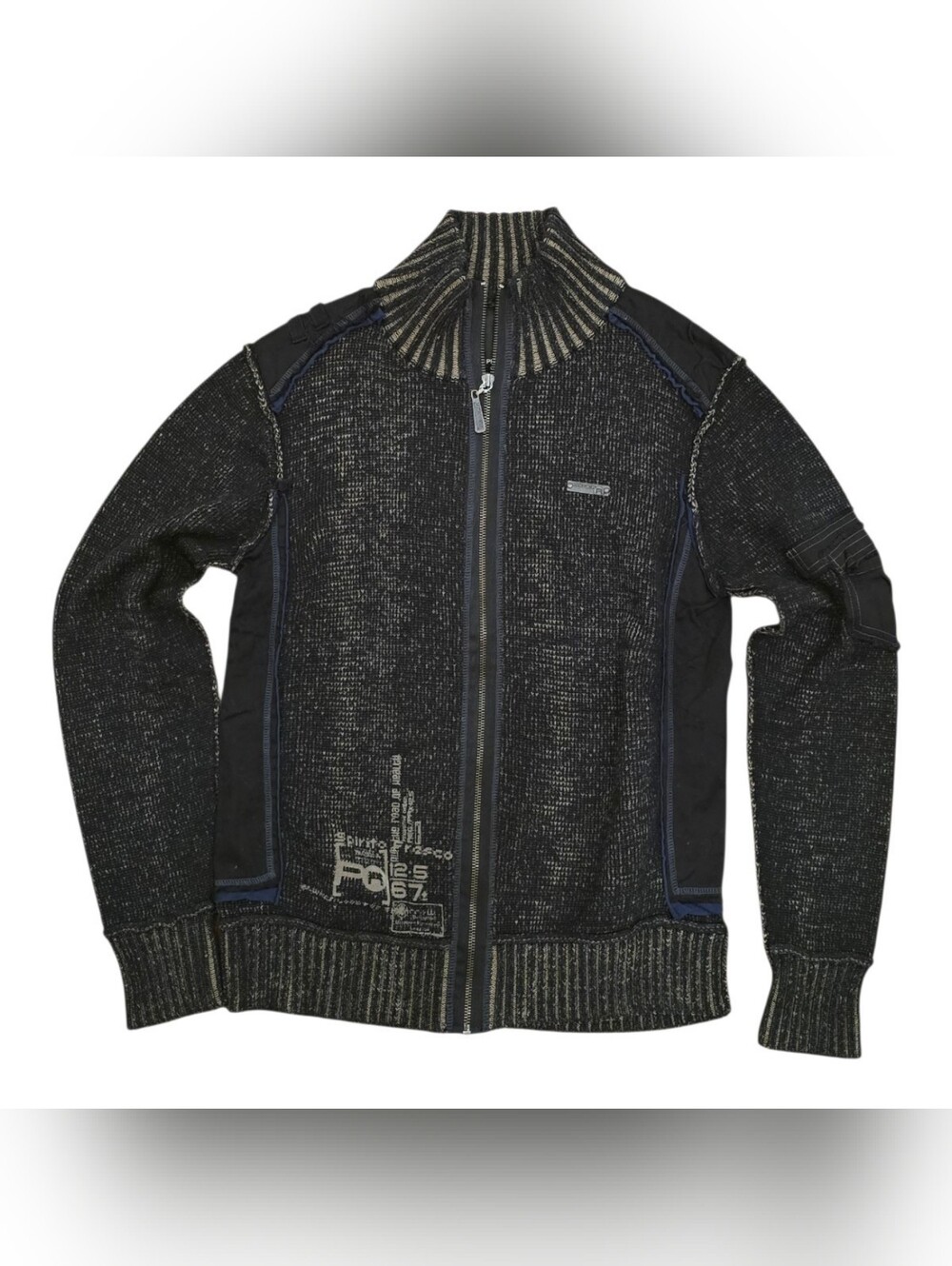 Projek Raw Black Zip-Front Knit Sweater Jacket Size M